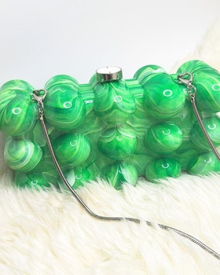 Women Acrylic Clutch Chic Marble Evening Handbag Green