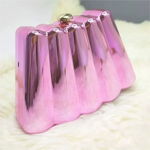Women Acrylic Clutch Chic Sector Evening Handbag Pink
