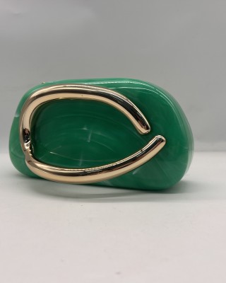 Acrylic Evening Clutch Purse Metal Hobo Bag, Square Handbag Green