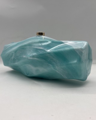Acrylic Evening Clutch Purse Hobo Bag, Irregular Handbag Lake Blue