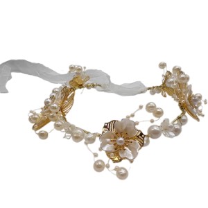 Flower Wreath Braided Headband Flower Girl Pearl Headdress