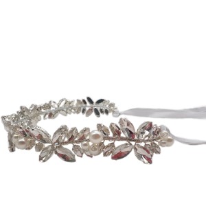Super shiny rhinestone soft chain pearl handmade beaded headband