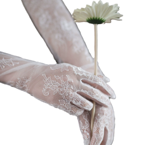 White lace tulle long wedding dress wedding accessories gloves