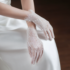 Simple wedding gloves white high-end lace wedding gloves