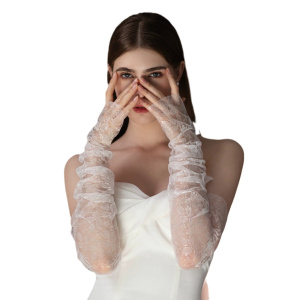 Fingerless wedding white long lace thin sleeves