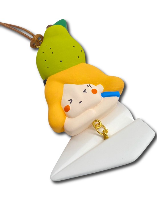 Big Pear Girl White Paper Plane Pendant Big Pear Girl White Paper Plane Pendant