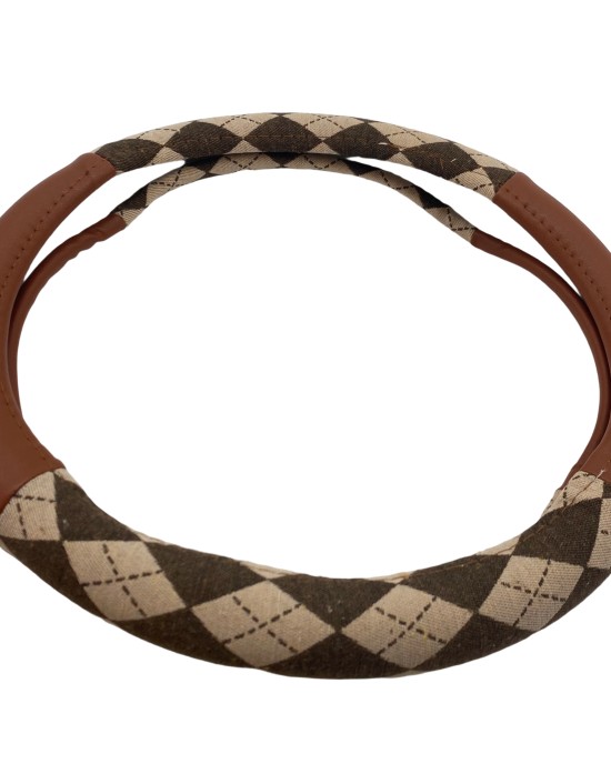 Jacquard Diamond Brown Steering Wheel Cover Jacquard Diamond Brown Steering Wheel Cover