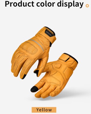 Motorcycle Riding Breathable Genuine Leather Full-Finger Gloves