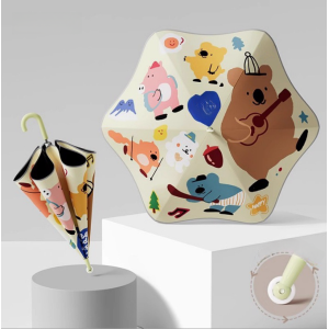 Children's Umbrella Rounded Corner Large Bear Adventure
