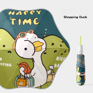 Automatic Folding Safety Reflective Umbrella Shopping Duck