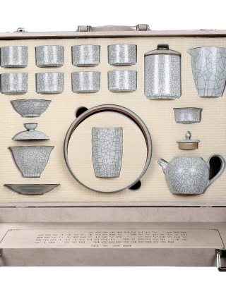  White line texture kungfu tea sets