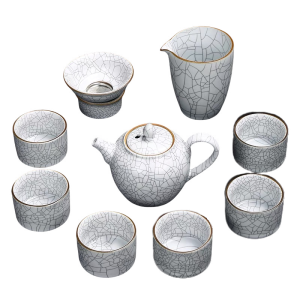  White line texture kungfu tea sets