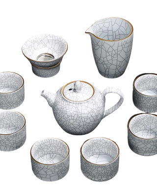  White line texture kungfu tea sets