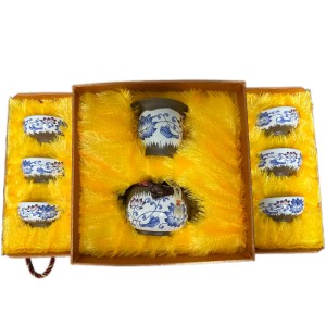 Blue and white porcelain large flower kungfu tea sets