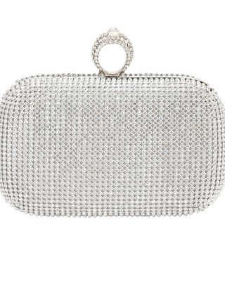 inlaid diamond rhinestone ring evening dress sparkling bridal bag clutch